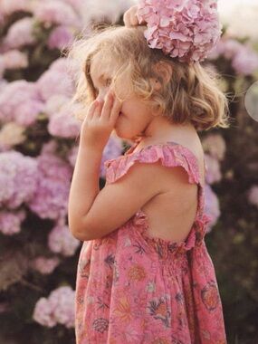 Louise Misha Mystralia Girls' Floral Sundress in Strawberry 4T
